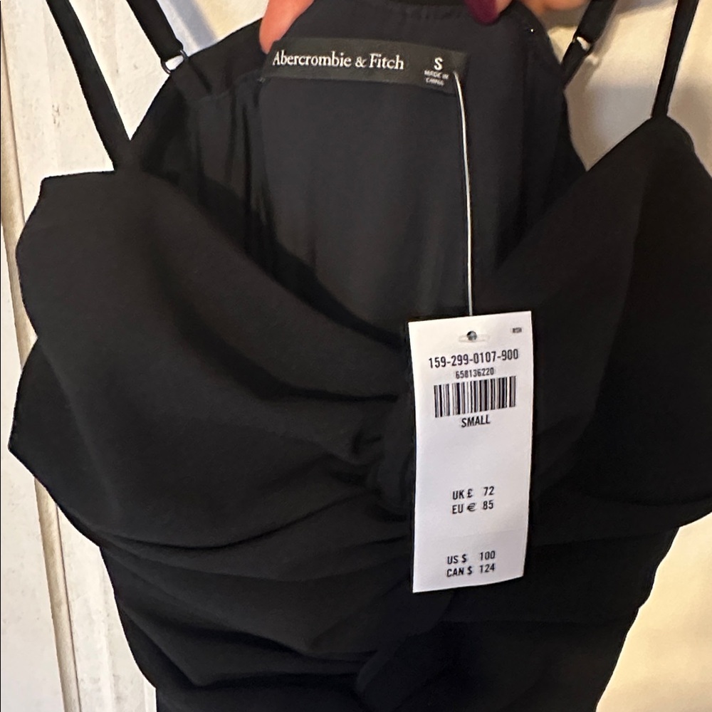 Abercrombie & Fitch Ruched Front Cut Out Assymetrical Midi Dress NWT - Picture 7 of 11